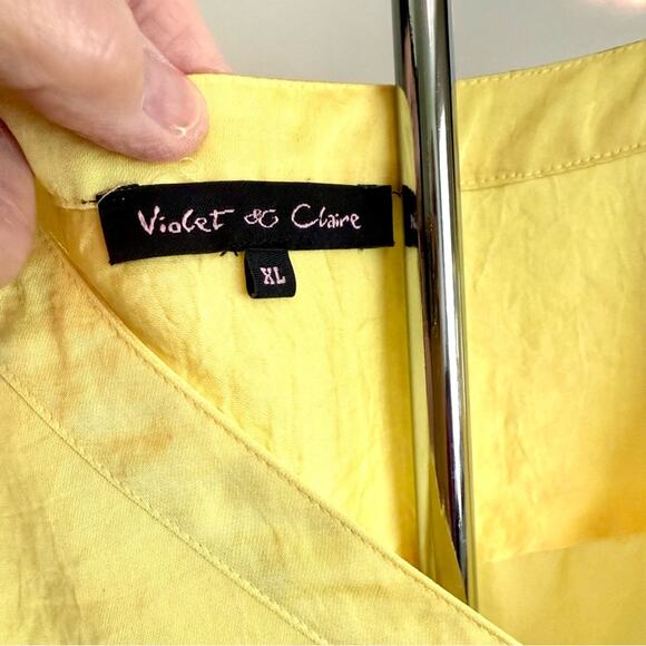 Violet & Claire Size XL Yellow Relaxed Sleeveless Blouse Career Colorful Dainty - Picture 5 of 9
